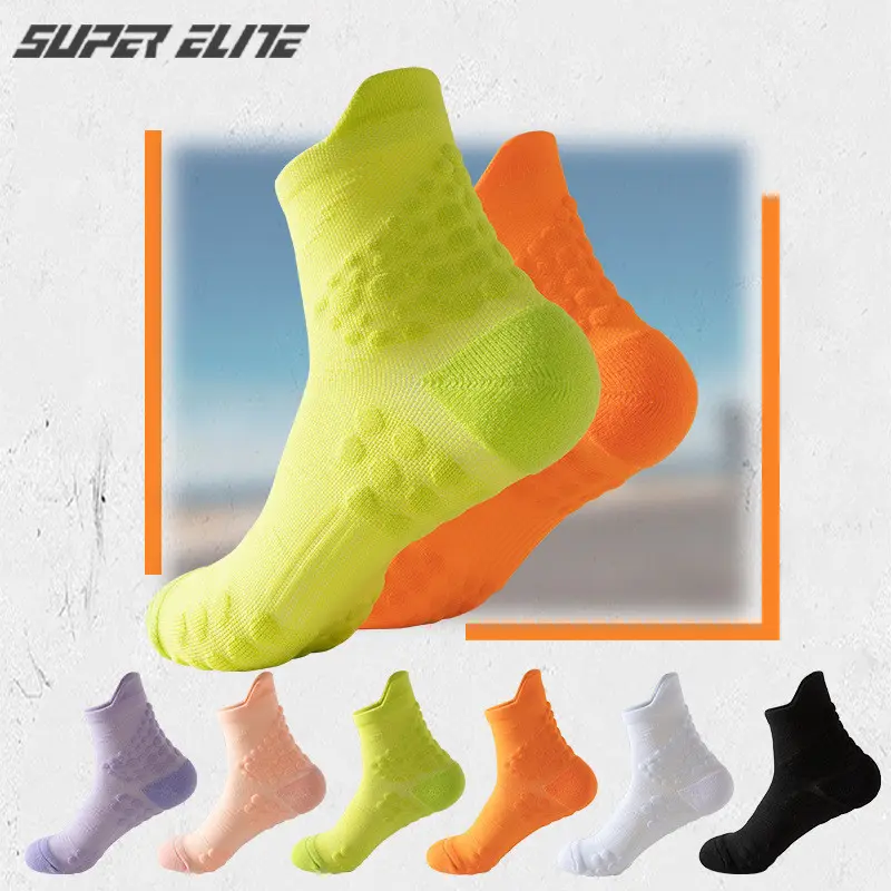 2024 New Couple Zhongbang Sports Socks Marathon, Long Distance Running, Fitness Cycling, Quick Drying, Competitive Massage Bottom Running Socks