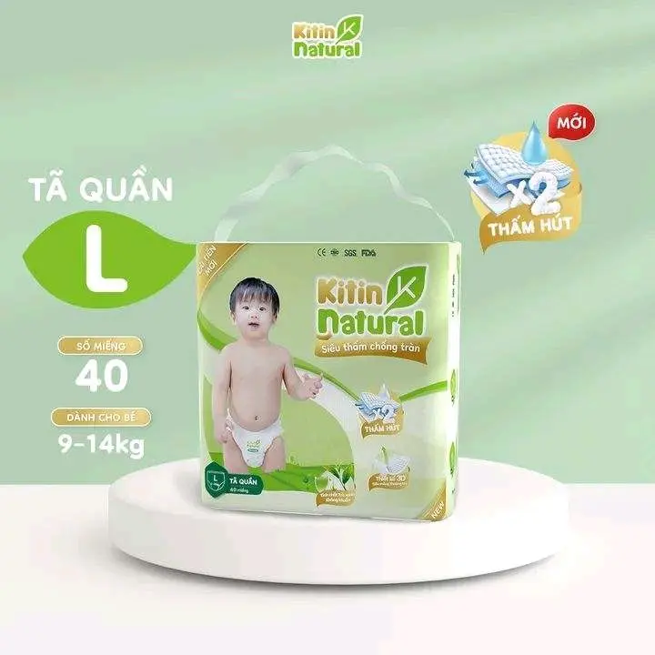 (Tích Điểm Đổi Xe) 1 Bịch Tã Bỉm Kitin Natural, đủ size Dán và Quần Cho Bé Voi Xe Đẩy 5