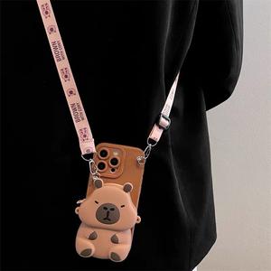 Ốp Điện Thoại Mềm, Dành Cho Xiaomi Capybara, Có Dây Đeo Và Bao Da, Thiết Kế Ví
