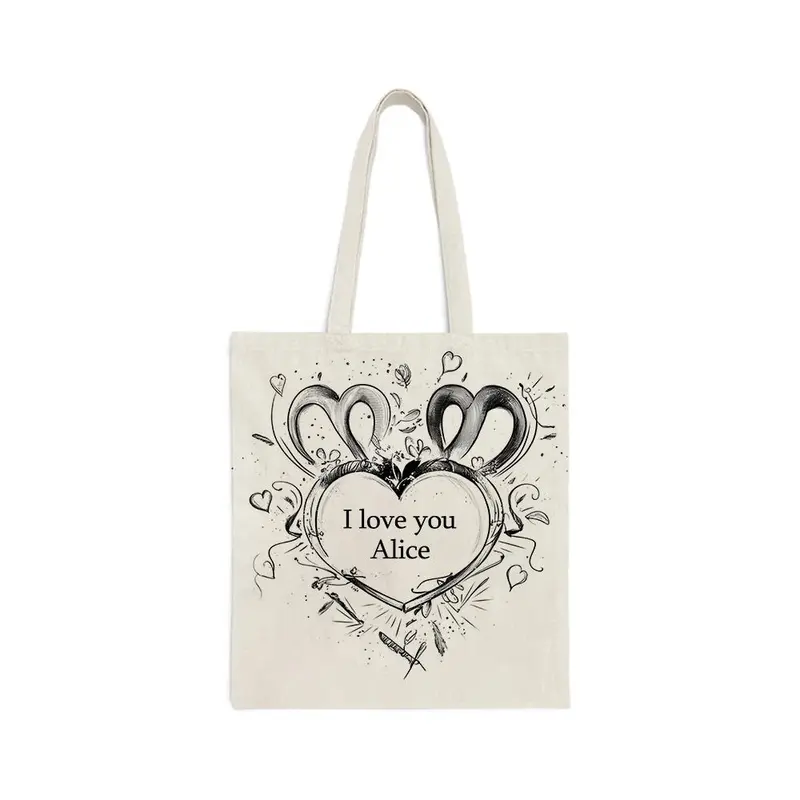 Heart Pattern Outlining Deep Affection Canvas Bag, Creative Handbag, Unique Heart Pattern Outlining Deep Affection Bag, Gift for Girlfriend 1