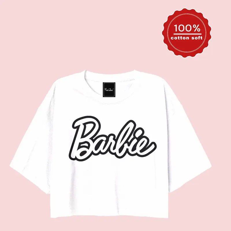 kaos croptop oversize barbie basic font 6