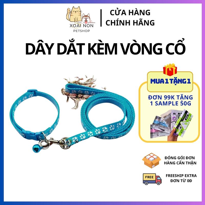  Dây dắt kèm vòng cổ dành cho chó mèo-Xoài Non Petshop 