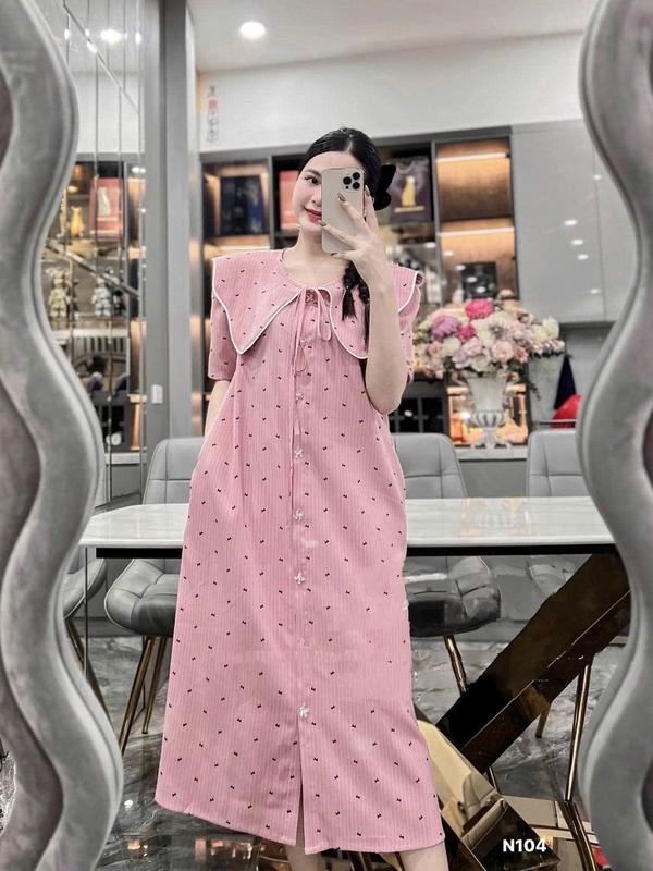 [Hàng mới về] Đầm sơ mi đầm suông đầm bầu họa tiết nơ nhí cổ sen thắt nơ cách điệu xinh xắn đi làm đi chơi xinh xắn dễ thương trẻ trung thanh lịch 1