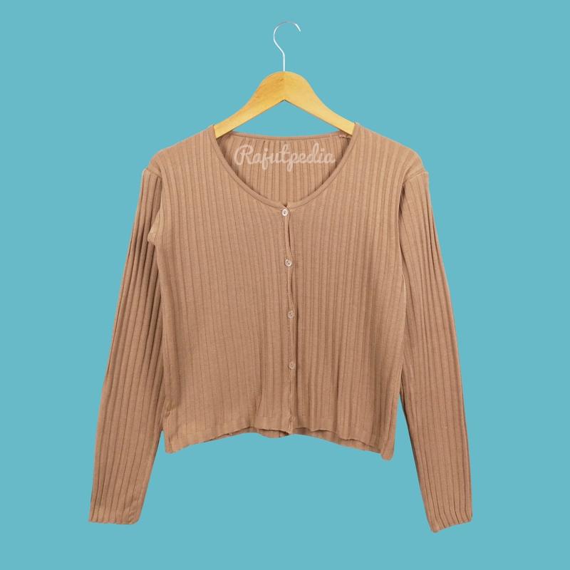 Product Introduction of Cardigan Rajut Crop Top Long Sleeve Kancing Baju Wanita Knitwear Tangan Panjang Sweater Atasan Lembut 4