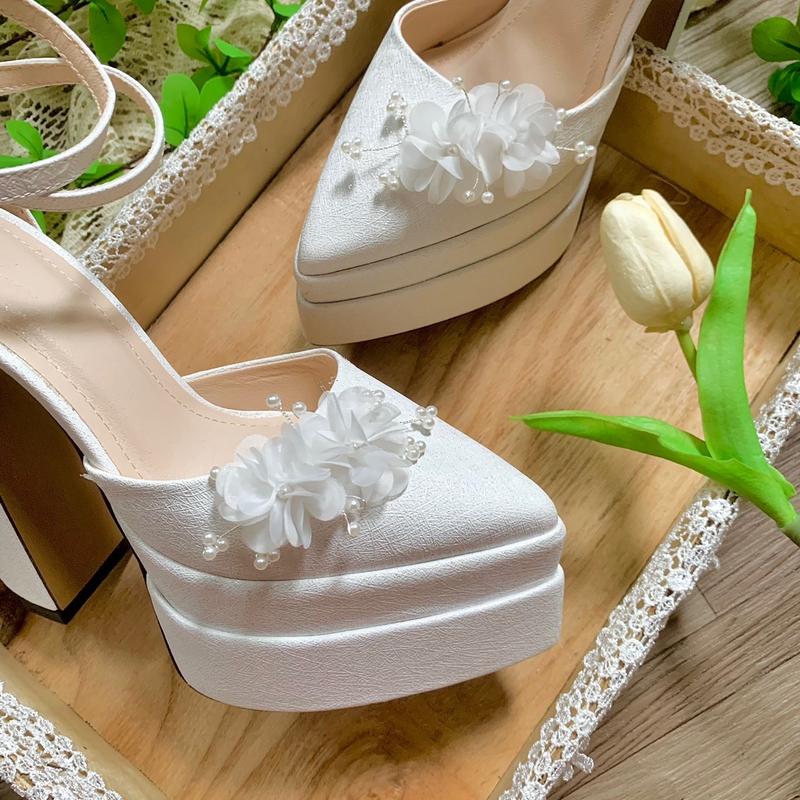 Degoshin bridal shoes - Giày cao gót, giày cưới 15p thiết kế đính Hoa Tú Cầu tôn dáng sang trọng 8
