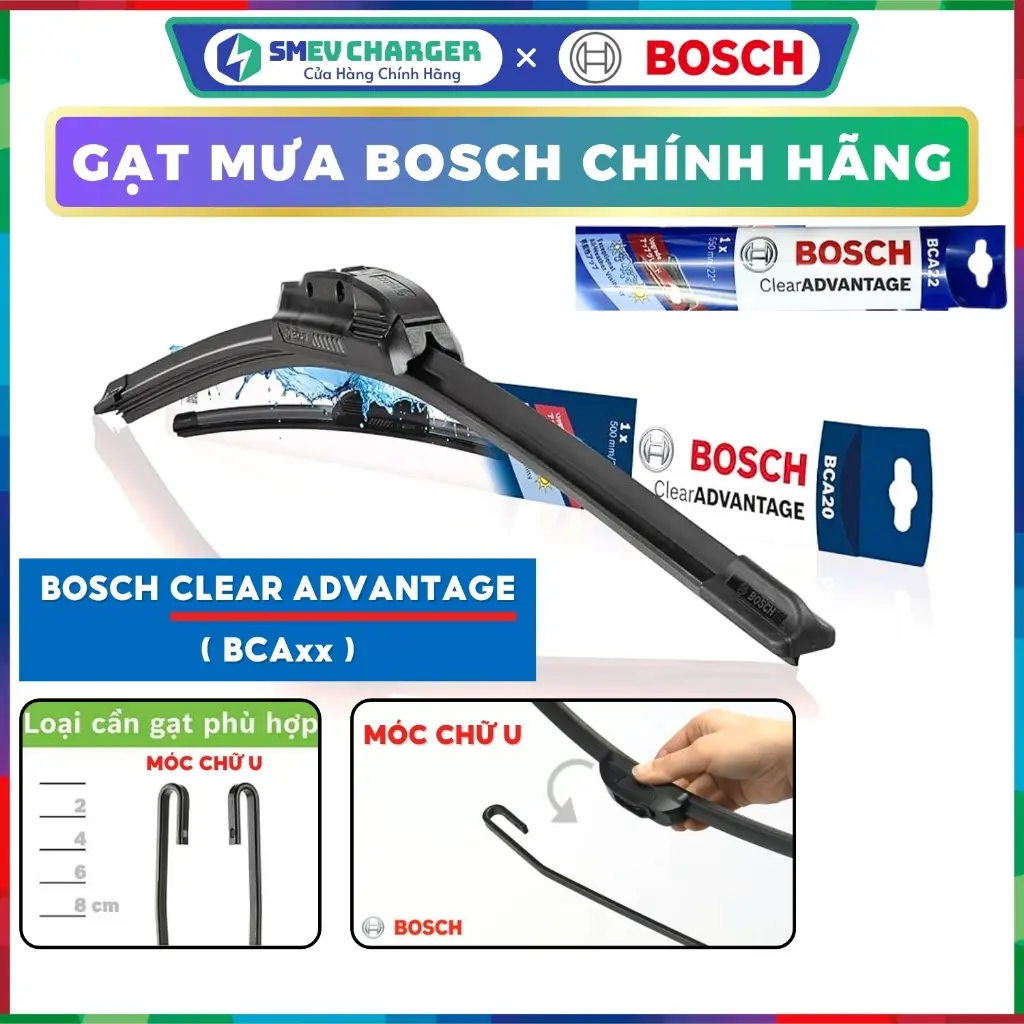 Gạt mưa Bosch Clear Advantage BCA size 14" - 28" Cao Cấp cho xe ô tô Chính Hãng - SMEV