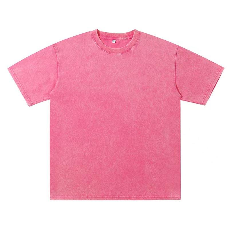 Product Introduction of 230G Heavy Washed Distressed Short-Sleeved T-shirt Men's All-Match Solid Color Loose round Neck 18
