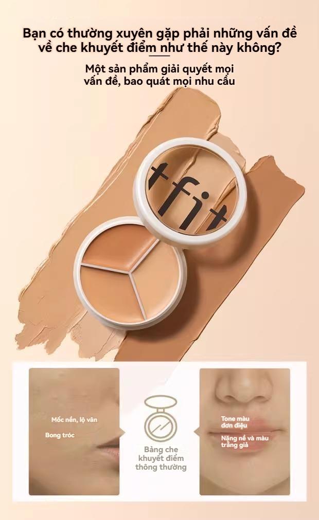 Product Introduction of Bảng Màu Che Khuyết Điểm Đa Năng, 3 Màu, Kem Che Khuyết Điểm Trung Bình Lâu Trôi, Không Thấm Nước, Trang Điểm Mỹ Phẩm Cho Nữ, Trung Bình 6