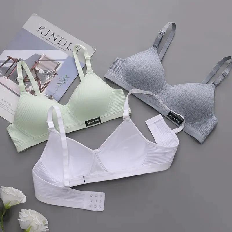 Đồ Lót Cotton Cho Bé Gái, Bộ 2 Chiếc, Áo Ngực Thoải Mái Và Không Đường May, Thiết Kế Chun, Chống Chảy Xệ, Không Có Vòng Thép 4