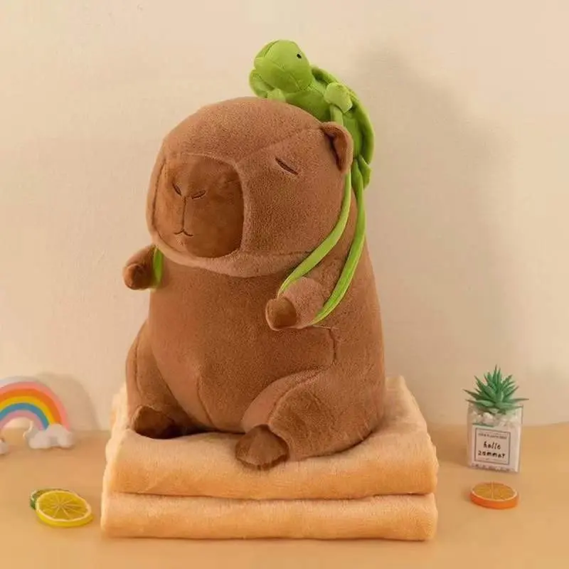 Tiệm gấu bông xinh xinh, Bộ chăn gối văn phòng, gấu bông kèm chăn, Mẫu Chuột Capybara nhiều hình dáng dễ thương 2 trong 1(gối, chăn), dùng đi học, đi làm siêu tiện lợi 2