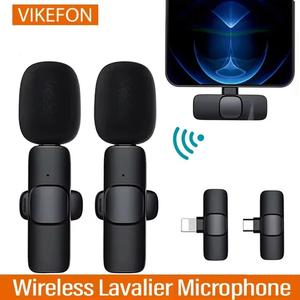 Mikrofon Lavalier Tanpa Wayar, K1k8k9lavalier, Mudah Alih, untuk Rakaman Audio dan Video, Mikrofon Mini, Serasi dengan iPhone dan Android, Sesuai untuk Permainan Langsung, Menerima Telefon Bimbit  mic Bluetooth Microphone black Wireless
