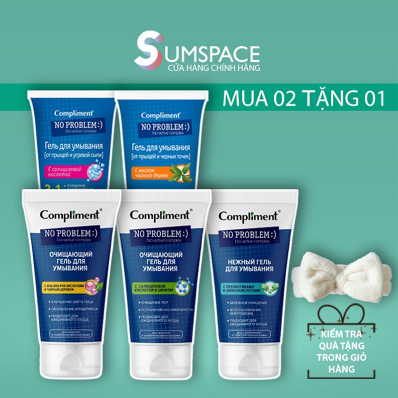 [SUM SPACE] [MUA 02 TẶNG 01 BĂNG TÓC] Gel Rửa Mặt Compliment No Problem Cho Mọi Loại Da, Hỗ Trợ Sạch Sâu - 200ml