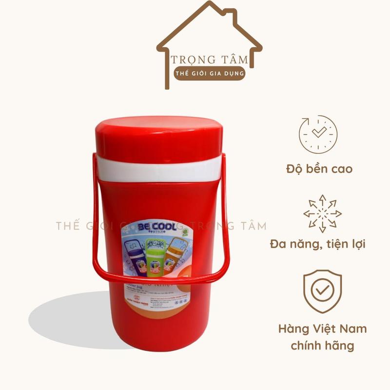 Bình giữ nhiệt, Ca đựng nước đá có quai xách BeCool cao cấp dung tích 1L, 1.5L, 2L Chấn Thuận Thành