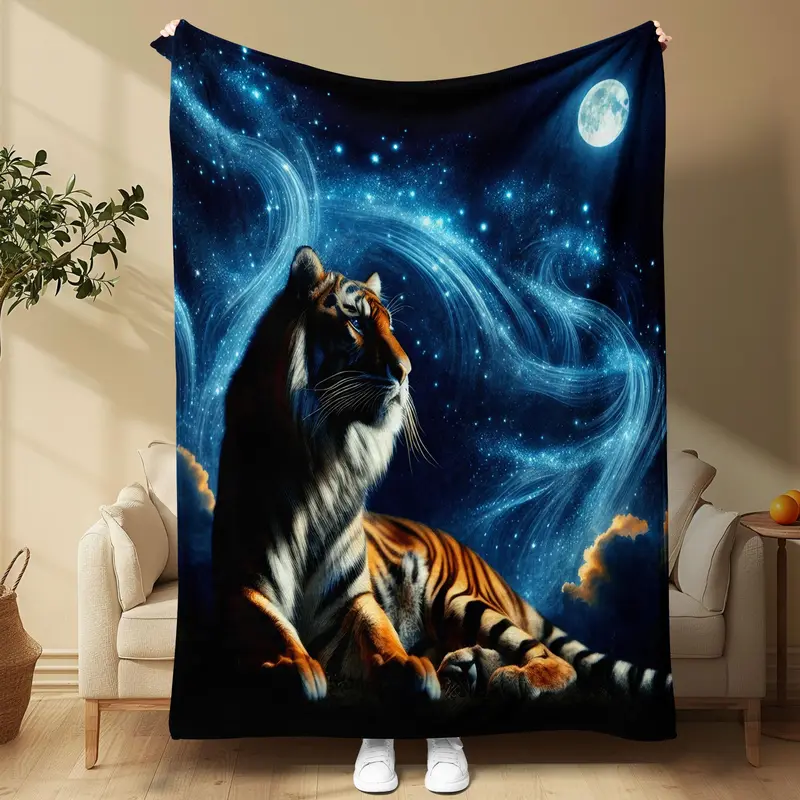 Tiger Pattern Blanket, Soft Comfortable Throw Blanket, Cool Bedroom Bedding Blankets, Warm Napping Blanket for Home Office Travel Camping 0