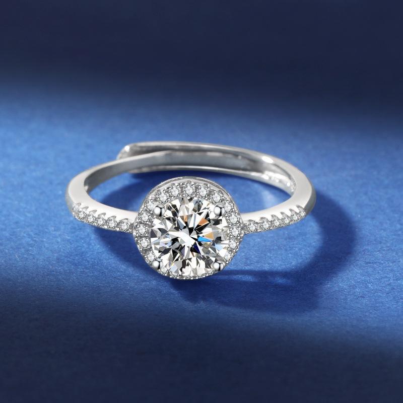 Nhẫn Moissanite, Một Carat, Màu D, Dành Cho Phụ Nữ, Bạc Sterling S925, Thiết Kế Sáu Chấu Cổ Điển, Nhẫn Cưới, Nhẫn Có Thể Điều Chỉnh, Đồ Trang Sức 2