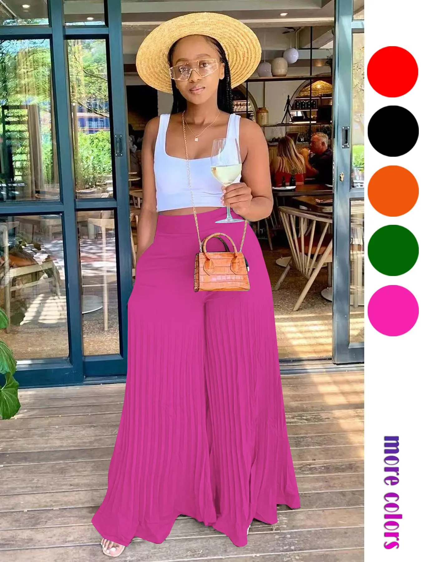 Christmas Deals Women's Solid High Waist Wide Leg Pants, Casual Comfy Pleated Trousers for Daily Wear, Ladies Bottoms for All Seasons, Christmas 2024 Trend, Fall & Winter Bottoms