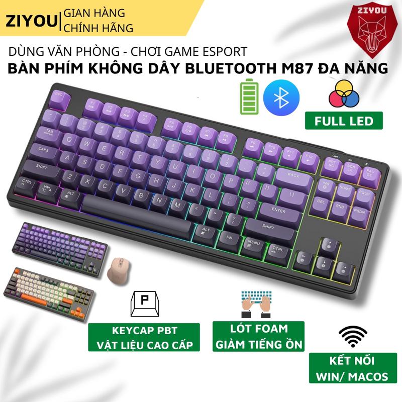 Bàn Phím Không Dây Ziyou Freewolf M87 - LED RGB Layout 87 Phím Pin 4000mAh Bluetooth 5.0 USB 2.4G Tương Thích Mọi Thiết Bị