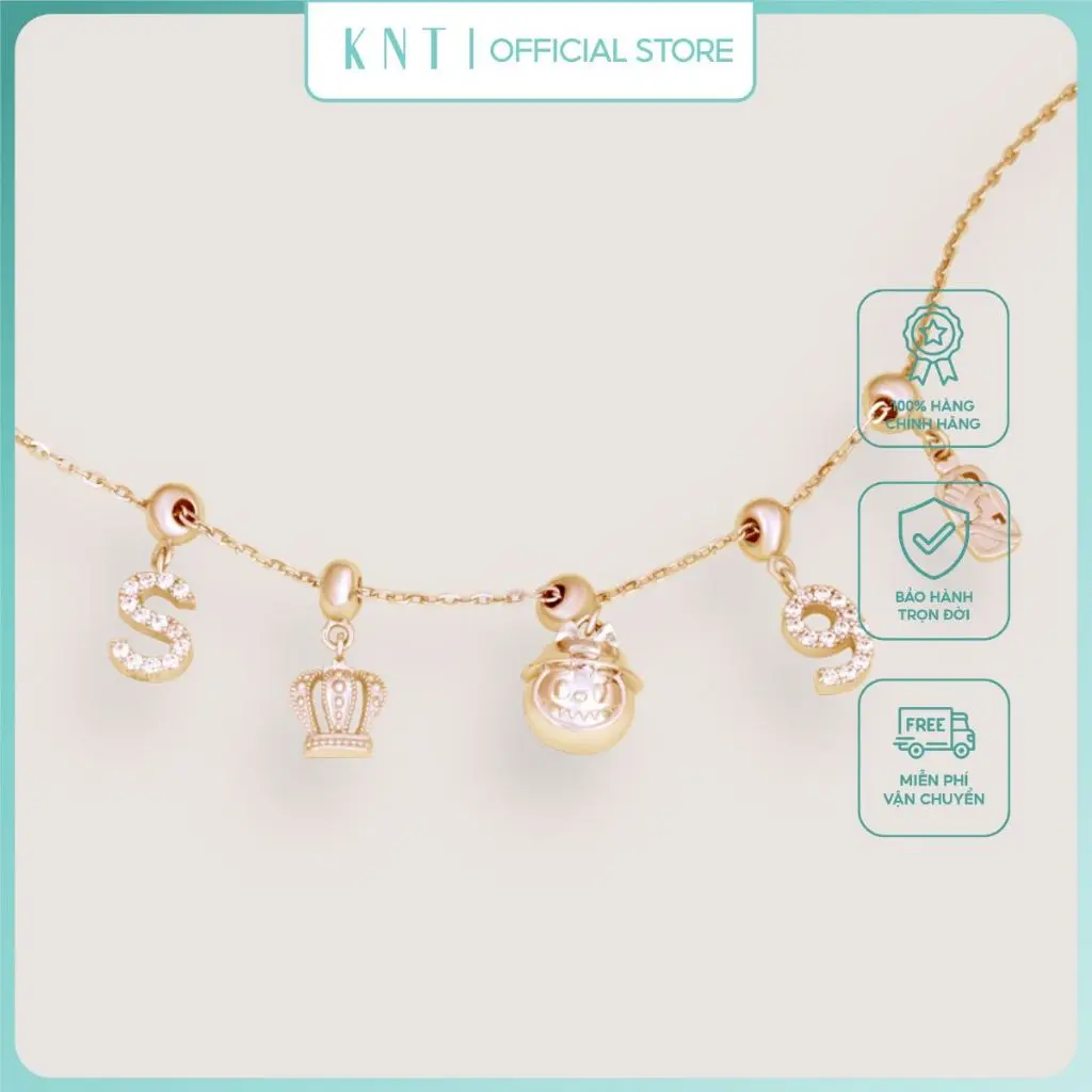 Vòng Charm lắc tay, dây chuyền nam nữ thiết kế đính đá CZ chất liệu v.à.n.g 1.0.k  [Kim Ngọc Thủy]