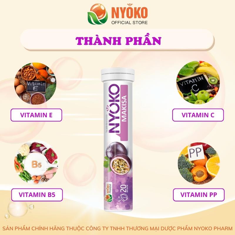 Product Introduction of Viên sủi vitamin chanh dây tăng sức đề kháng cho cơ thể vị chanh leo lọ 20 viên NYOKO vitamin  b7 13