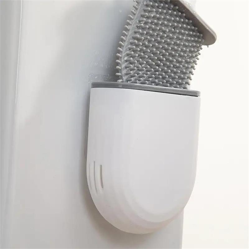 Product Introduction of Silicone Toilet Brush with Holder, 1 Count Wall Mounted Punch Free Toilet Brush with Handle, Bathroom Cleaning Tool, Bathroom Supplies 8