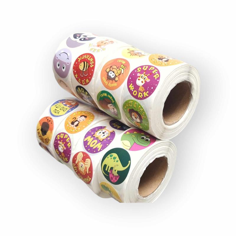 Sticker nhãn dán tròn khen thưởng TRAZ Học sinh tiểu học nhãn dán đầy cảm hứng nhãn dán động vật dễ thương 4