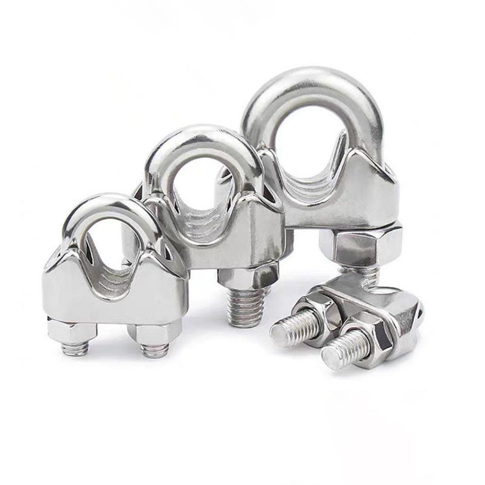 SS 304 Klem Seling Kuku Macan 5Pcs Wire Rope Clip Anti Karat 2-12mm M2-M12 Penjepit Tali Kawat Sling Stainless Galvanis Crimp Ferrule Kuat Serbaguna untuk Konstruksi Industri Rumah Ready Stock