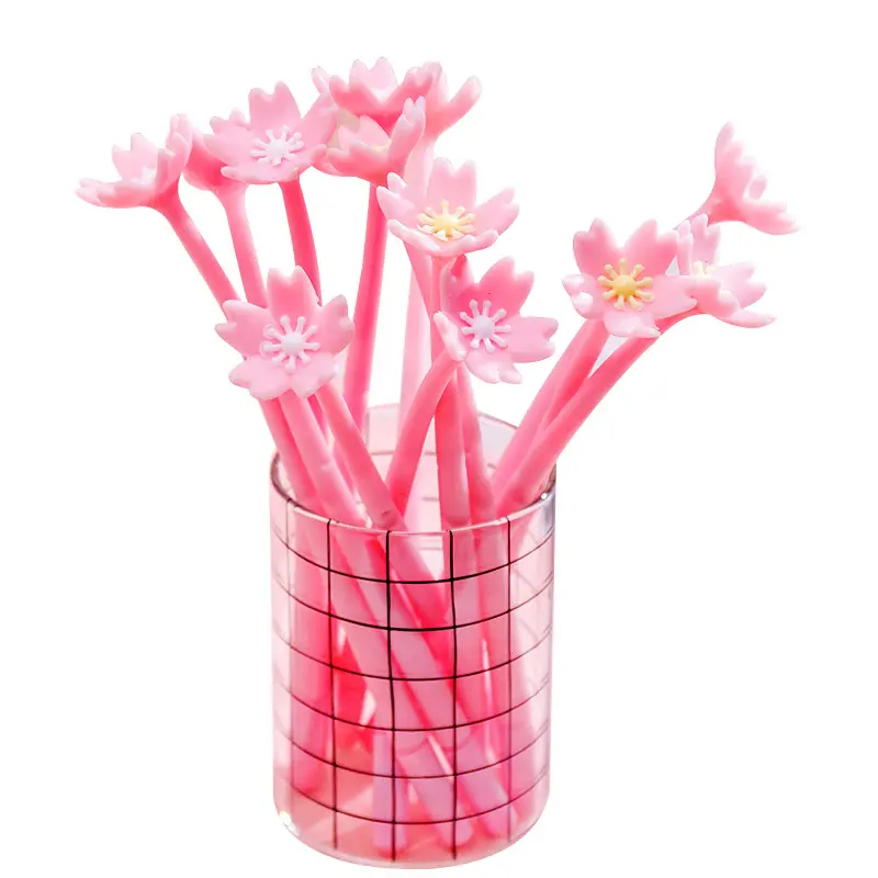 Gel Pen Motif Bunga Pink Pulpen Gel Ballpoint Bulpen Bolpoin Bolpoint Pena 4