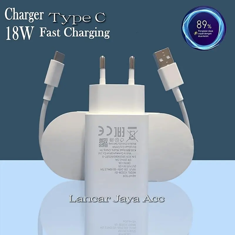 Charger Carger Carjer Casan Cas Adaptor Adapter 18W Fast Charging TYPE C Cable Kabel Handphone 0