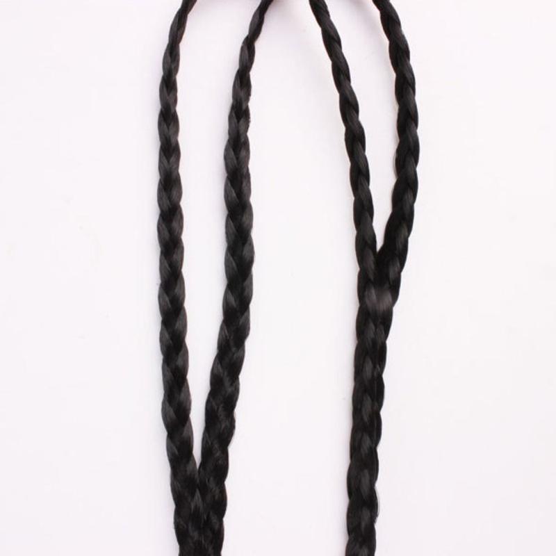 Product Introduction of Natural Daily Black Female Girls Hair Accessories Adjustable Synthetic Heat Resistant Fiber Plaited Headband Double Braided Headwear Synthetic Braided Headbands Twist Elastic Hair Headband 9