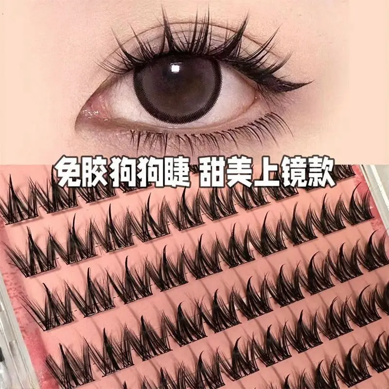 Glue-Free 100 Clusters of Dog False Eyelashes ~ Lazy Puppy Comic Super Soft Eyelash Supernatural Novice Jelly Glue Makeup Cosmetic