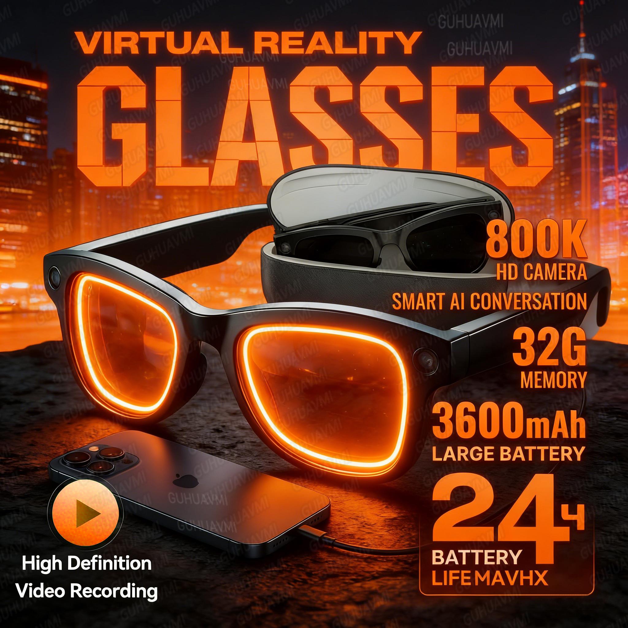 2026 Ultra AI Smart Glasses 1200P Camera ChatGPT Voice Assistant 32GB Storage Real-time Translation Bluetooth Music Sunglasses - Image 2