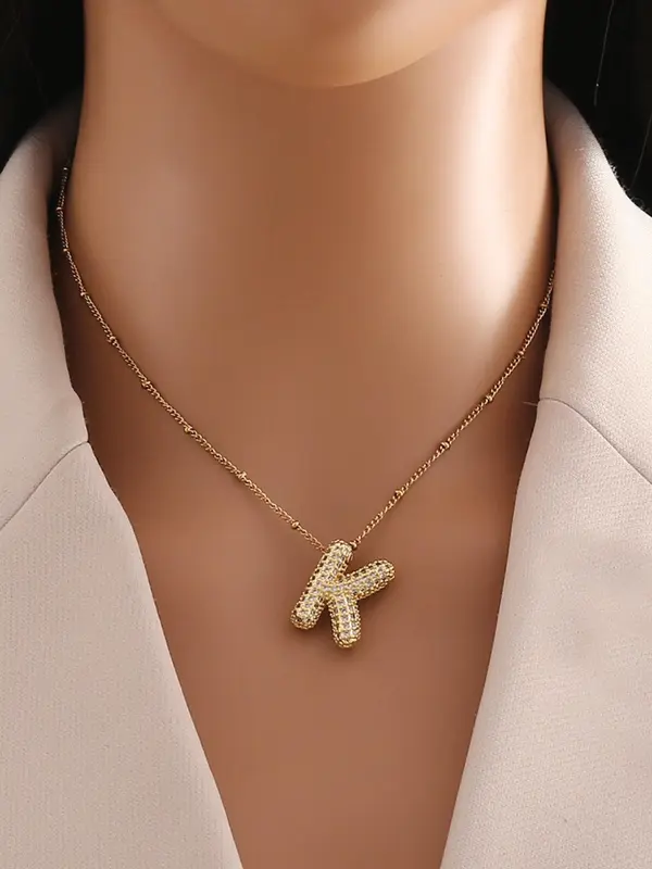 Letter Design Pendant Necklace, Fashion Jewelry for Party, Daily Clothing Decor, Trendy All-match & Exquisite Jewelry for Birthday Gift 6