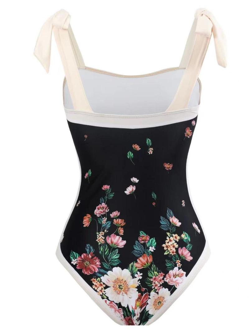 Product Introduction of Women's All Over Print Knot Swimsuit Set, Boho Wrap Skirt & Sleeveless Bodysuit, Chic Swimwear For Beach Vacation, Bikini Sets, Ladies Summer Clothes 12