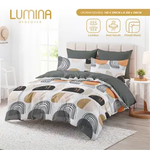 Lumina Bedcover - Sprei & Bedcover Set Axel Mix Dark Grey - Ukuran Lengkap 140x200/180x200/160x200/200x200