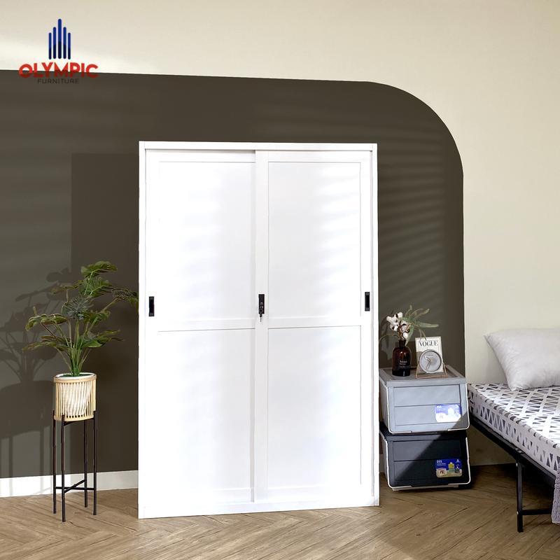 Olymsteel OSWS WIMBLEDON / Lemari Sliding Pakaian Besi / Steel Wardrobe / Lemari Penyimpanan / Putih Modern Minimalis 0