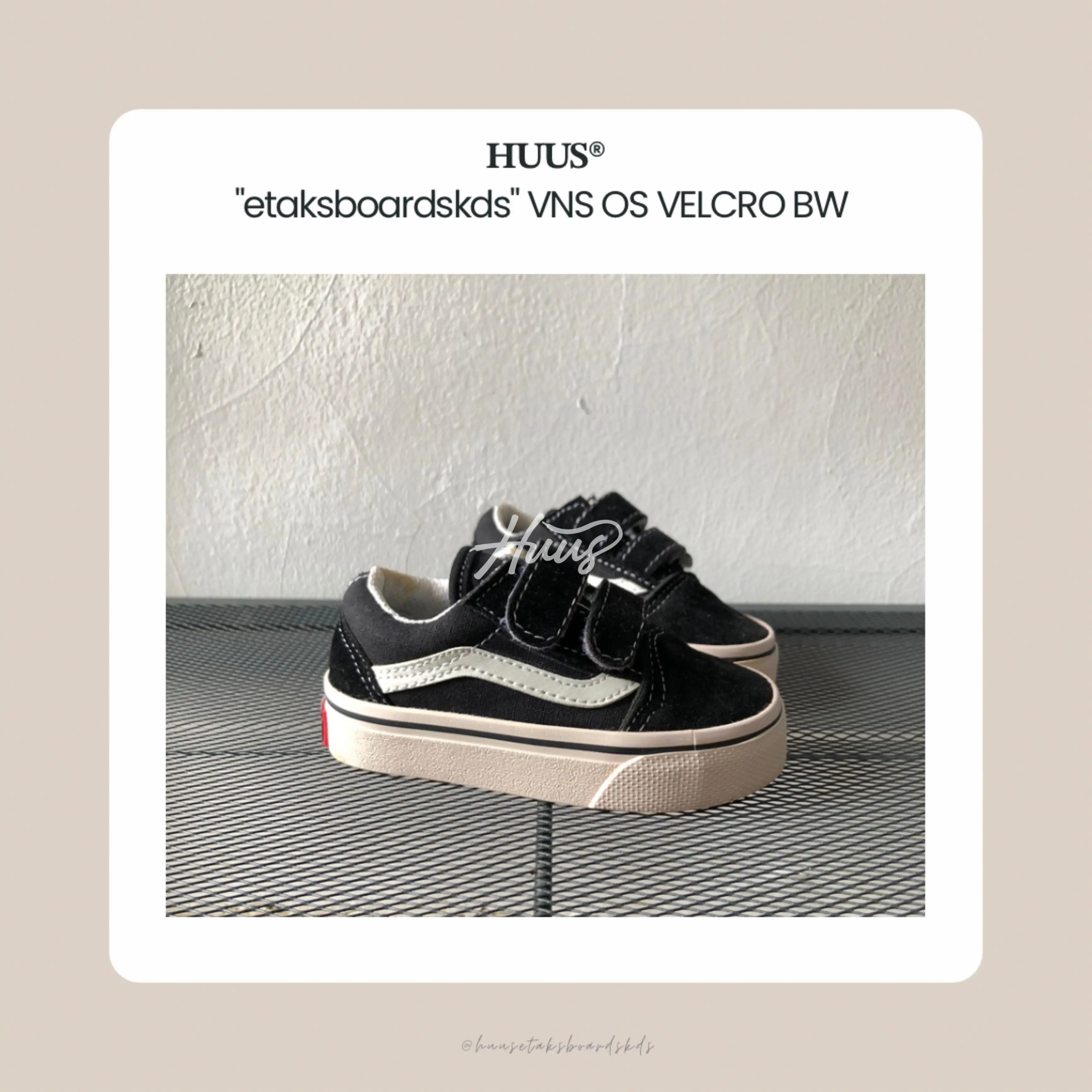 Sepatu Anak Anak Laki Perempuan vns os velcro clasic black white | premium Fashion