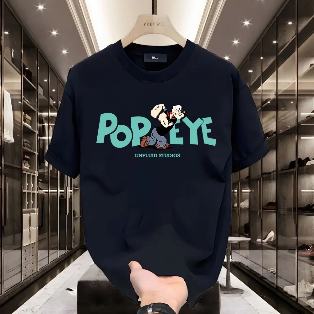 Kaos lengan pendek longgar kasual motif Superman Bayam 100% katun untuk pria