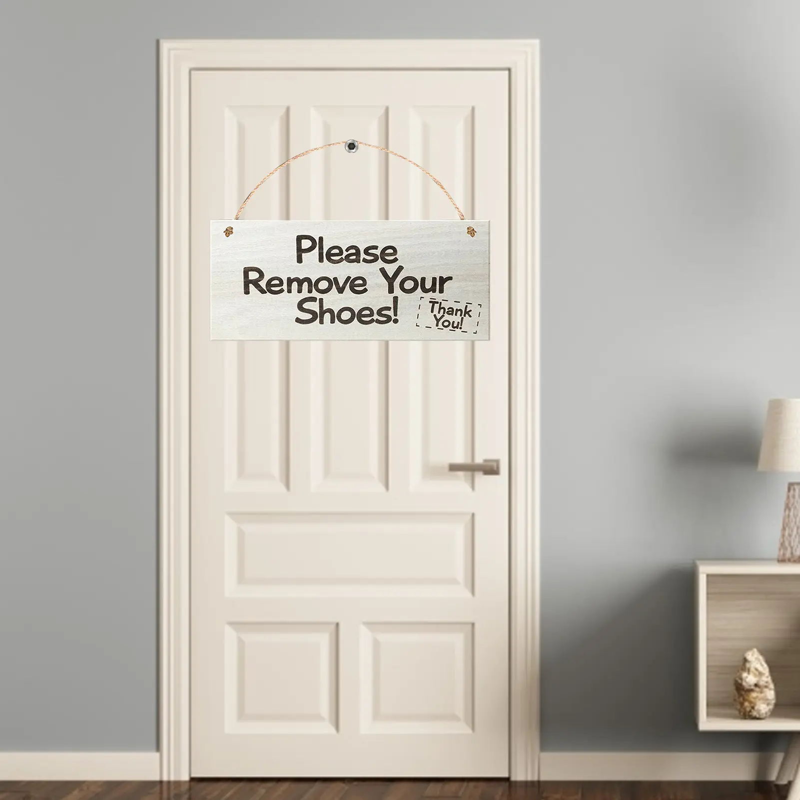Wooden Plaque Decorative Creative with Hanging Rope Please Remove Your Shoes Hanging Plaque for Home