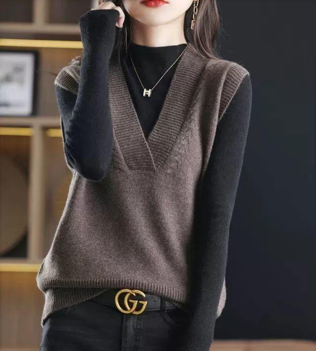 Product Introduction of Áo Vest Dệt Kim Cho Nữ, Hàng Mới Về Mùa Xuân Và Mùa Thu, Phong Cách Hàn Quốc, Cổ Chữ V, Không Tay, Áo Len, Ngắn, Màu Trơn Áo Ghi Lê Áo Bên Trong Và Bên Ngoài 16