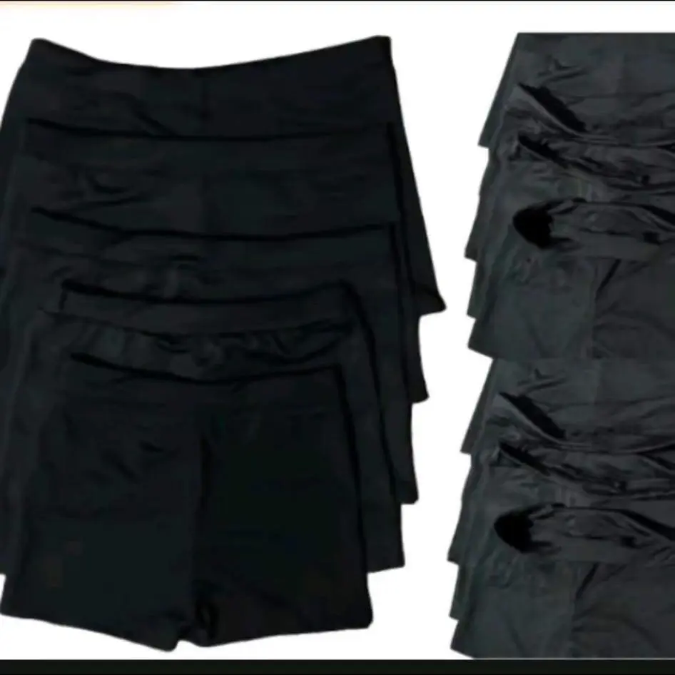 6PCS BOYLEG SHORT FOR LADIES ALL BLACK NYLON TELA SUPER STRECHABLE Womenswear Comfort Bottom Love