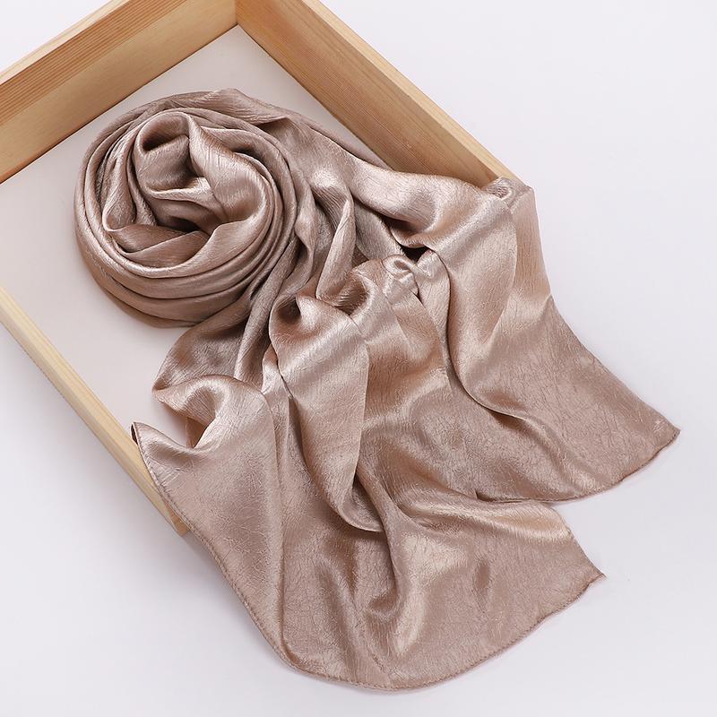 Product Introduction of Pashmina hijab Malaysia New Artificial Silk Silky Satin Scarf Women's Shawl Toe Cap Headscarf 27