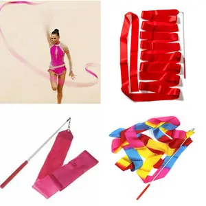 Pita senam ritmik tongkat twirling 2m Twirling Satin + Tongkat Twirling Pita balet Senam Ritmik Alat peraga latihan senam profesional