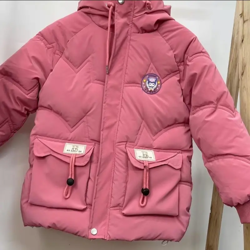 [ 13-38kg ÁO KURUMI BÉ GÁI ] áo phao nhung lì kurumi bé gái -lót lụa logo phát sáng - túi hộp- mũ liền áo- ấm áp -dày dặn 3