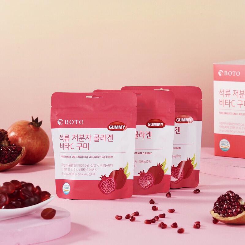 COMBO 6 GÓI KẸO DẺO COLLAGEN LỰU BOTO 30 viên/bịch - KẸO DẺO