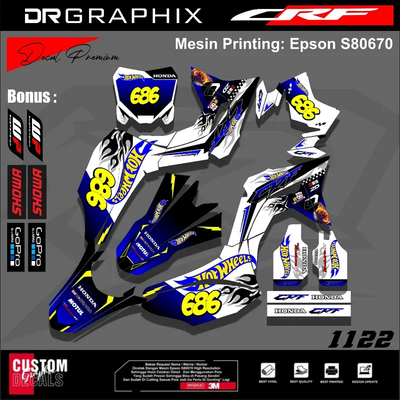 DECAL VARIASI HONDA CRF 150 L HOTWHEELS STYLE / STICKER LIST MOTOR CRF 150 L HOTWHEELS STYLE 0