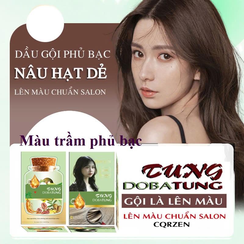 1 Hộp nâu hạt dẻ màu trầm và màu sáng (10 gói), dầu gội phủ bạc thảo dược 1
