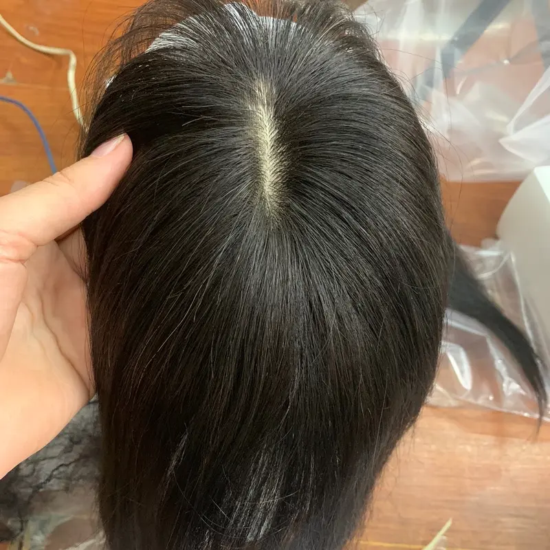PHỦ BẠC, PHỦ HÓI TỪ TÓC THẬT, siêu da 3D không phải da lưới, mô tả giống da đầu thật, che phủ tốt, che được cả phía sau, 30cm .wig 4