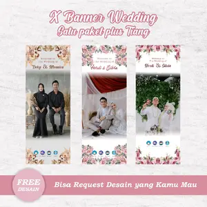 X BANNER WEDDING SATU PAKET + TIANG