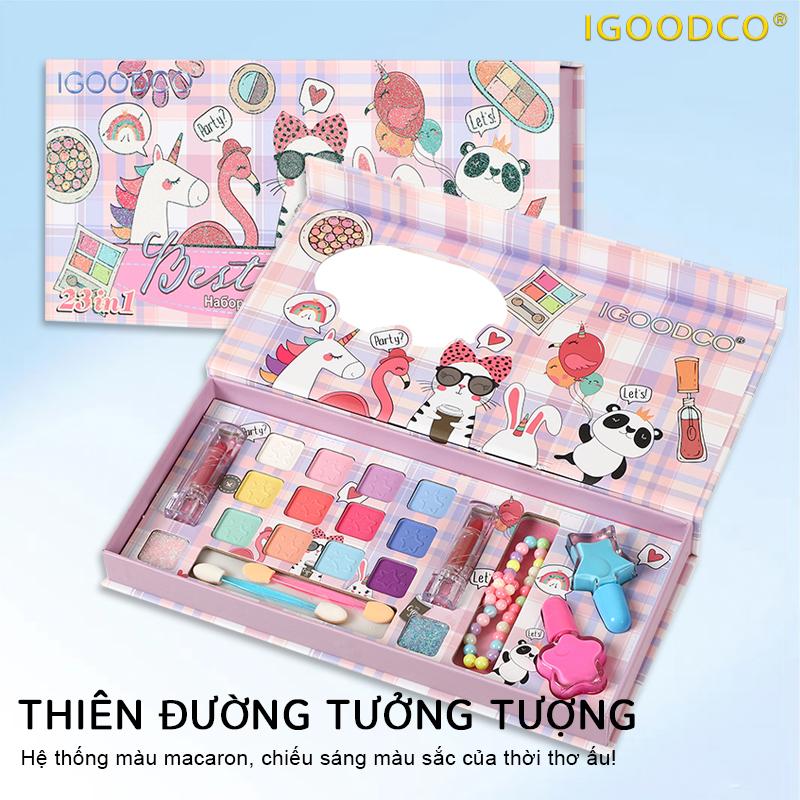 Hộp Son Môi Phấn Mắt IGOODCO 12 Màu Thích Hợp Cho Trang Điểm Sân Khấu Cho Trẻ Em Bộ Quà Tặng Thích Hợp Cho Trẻ Em Từ 3-16 Tuổi Màu Trang Trí Ngẫu Nhiên