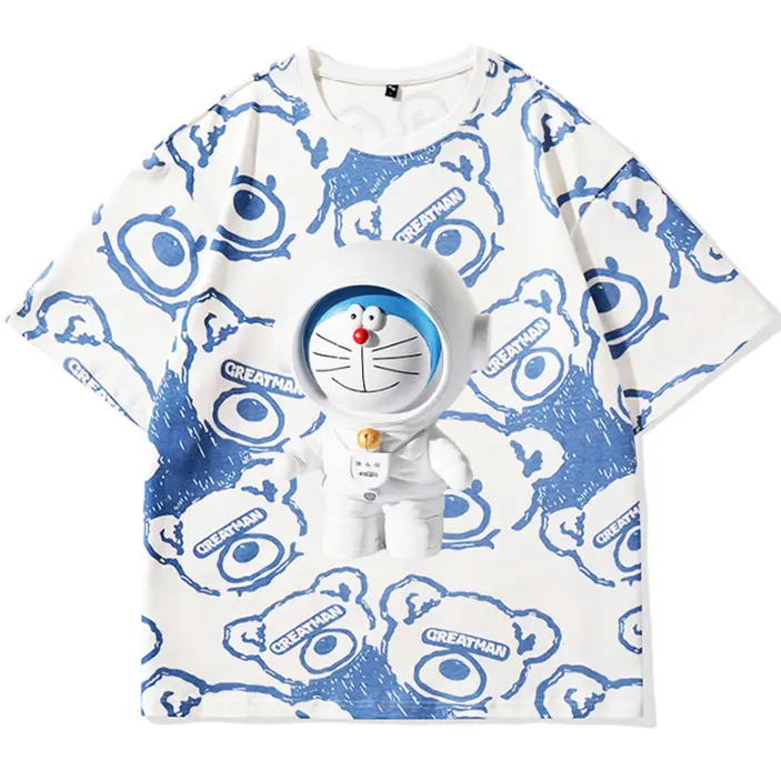 Doraemon Tshirt Short Sleeve Top Unisex Cosplay Jingle Cat 3D Shirt For Adult Couple Graphic Casual Plus Size Tee Womenswear Clothing Overalls Suits Lingerie Comfort